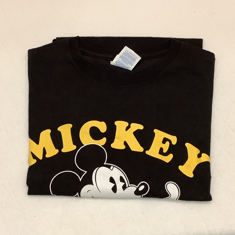 Disney Mickey Mouse Black Tee with Yellow Accents $10
